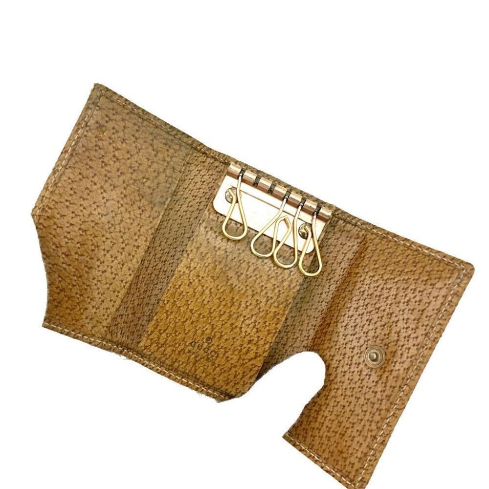 Gucci Key Case GG Logo 6 Ring Beige Leather Canvas - Picture 5 of 10